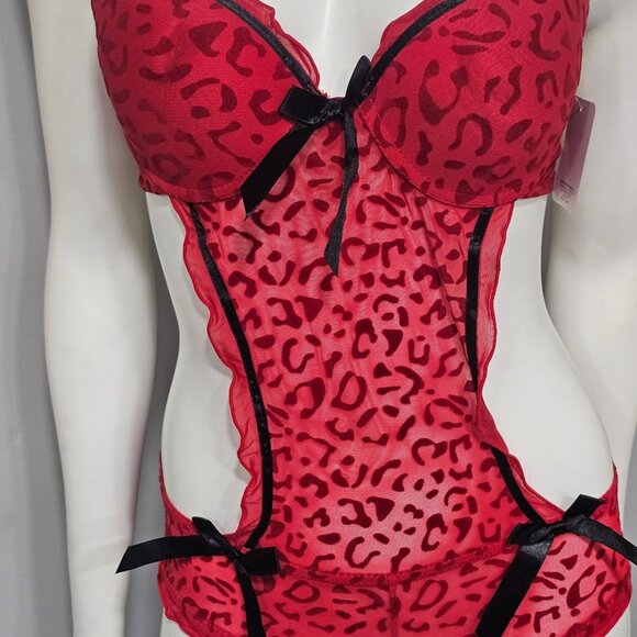 Rene Rofe Wild & Sexy Bodysuit Lingerie Leopard Print - Picture 4 of 6